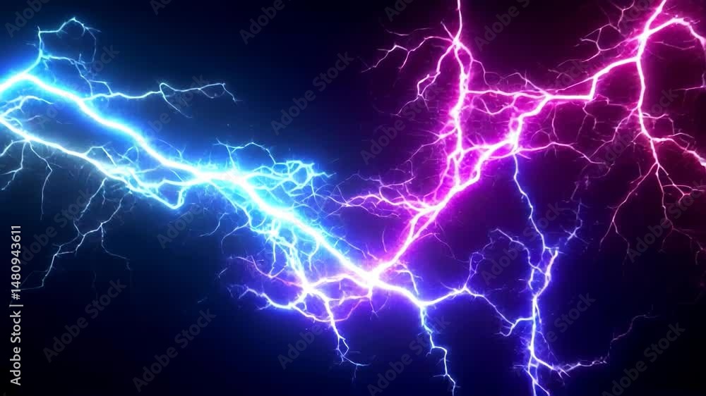 Electric sparks illuminate a dark background with vibrant blue and pink lightning displays Electric sparks illuminate a dark background with vibrant blue and pink lightning displays