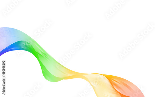Dynamic abstract lines wavy flowing in polychromatic colors isolated on transparent background for concept of AI technology, digital, communication, brochure, science, music. Rainbow waves