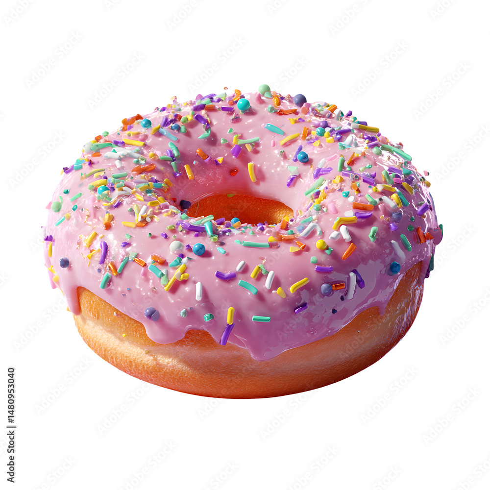Delicious Pink Donut with Colorful Sprinkles Isolated on Transparent Background Sweet Treat Bakery Dessert Food Photography Delicious Pink Donut with Colorful Sprinkles Isolated on Transparent Background Sweet Treat Bakery Dessert Food Photography