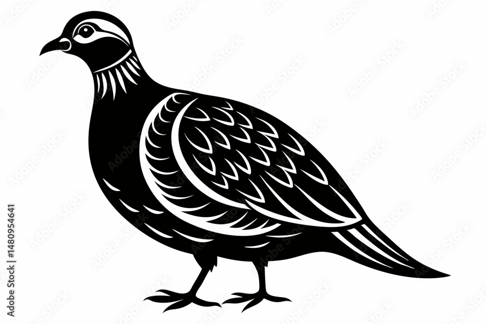 Fototapeta premium partridge silhouette line art vector illustration with a white background