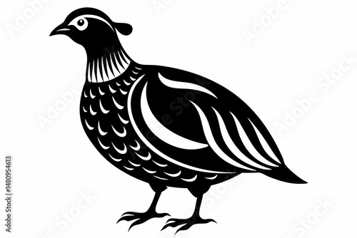 partridge silhouette line art vector illustration with a white background