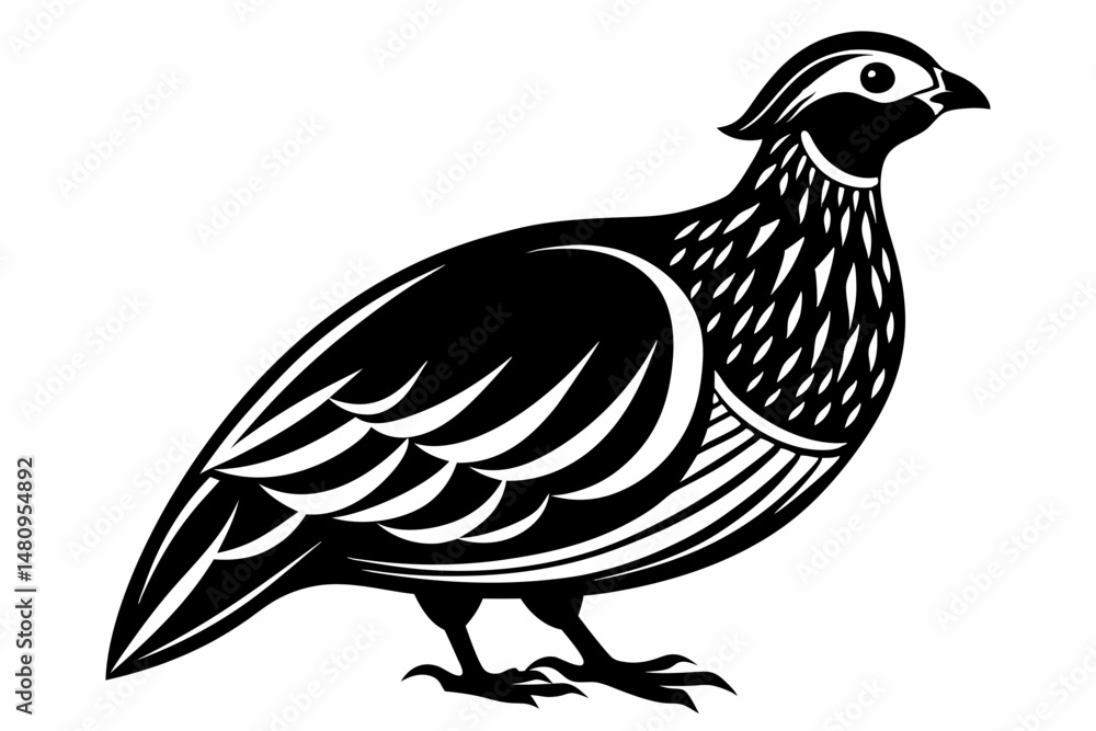 Fototapeta premium partridge silhouette line art vector illustration with a white background