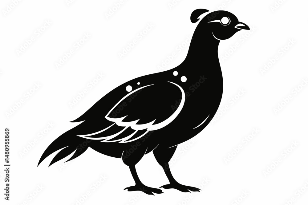 Fototapeta premium ptarmigan silhouette line art vector illustration with a white background