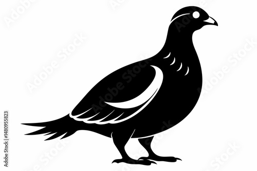 ptarmigan silhouette line art vector illustration with a white background