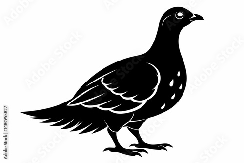 ptarmigan silhouette line art vector illustration with a white background