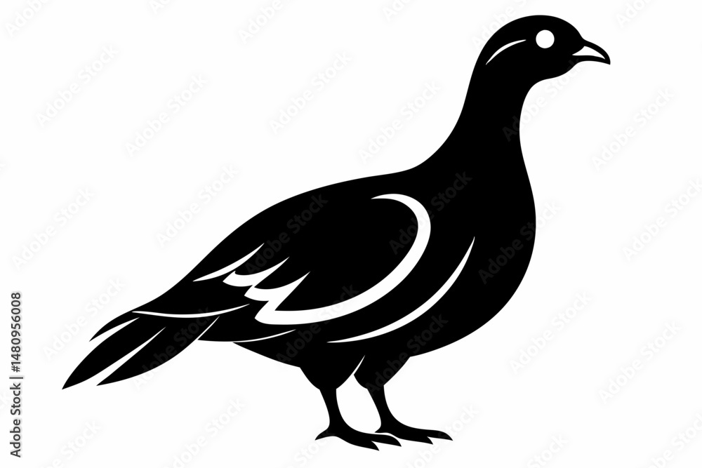 Fototapeta premium ptarmigan silhouette line art vector illustration with a white background