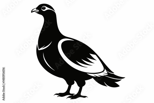 ptarmigan silhouette line art vector illustration with a white background