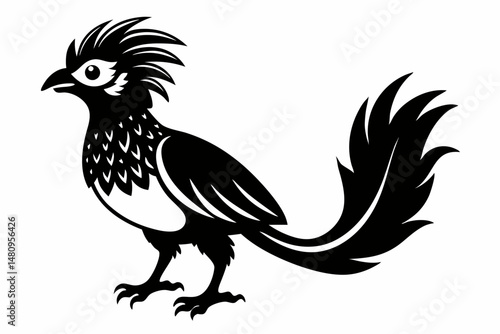 quetzal silhouette line art vector illustration with a white background