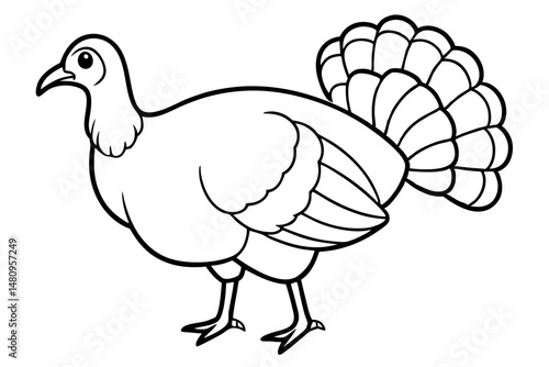 turkey silhouette line art vector illustration with a white background