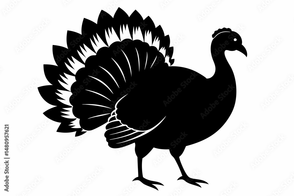 Fototapeta premium turkey silhouette line art vector illustration with a white background