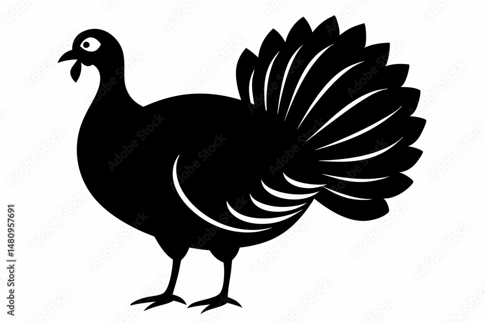 Fototapeta premium turkey silhouette line art vector illustration with a white background