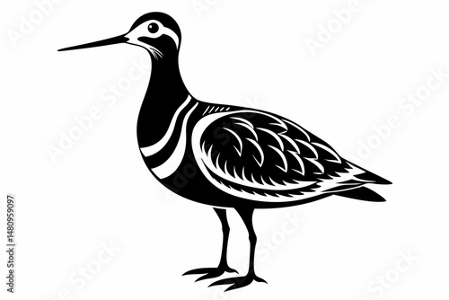 woodcock silhouette line art vector illustration with a white background