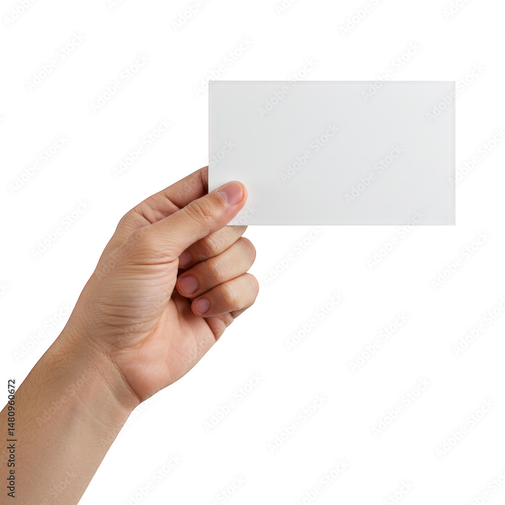 Hand holding card isolated on transparent background Hand holding card isolated on transparent background