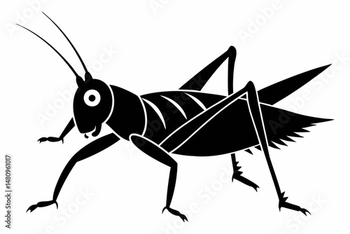katydid silhouette line art vector illustration with a white background