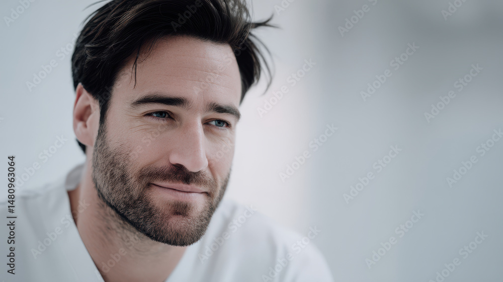 Fototapeta premium portrait of resuscitation doctor with calm expression positioned on left side of frame