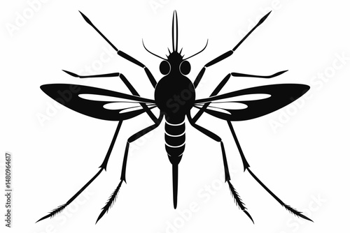 mosquito silhouette line art vector illustration with a white background