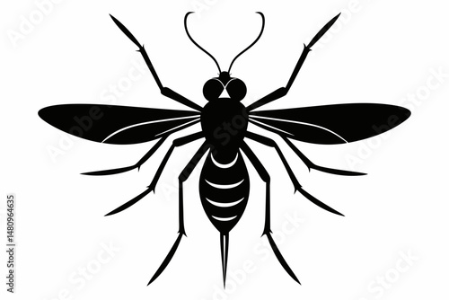 mosquito silhouette line art vector illustration with a white background