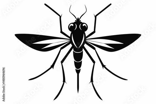 mosquito silhouette line art vector illustration with a white background