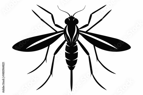 mosquito silhouette line art vector illustration with a white background