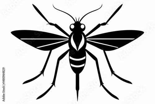 mosquito silhouette line art vector illustration with a white background