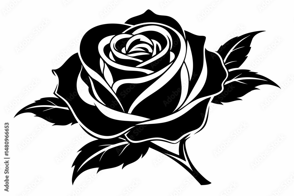rose silhouette line art vector illustration with a white background rose silhouette line art vector illustration with a white background