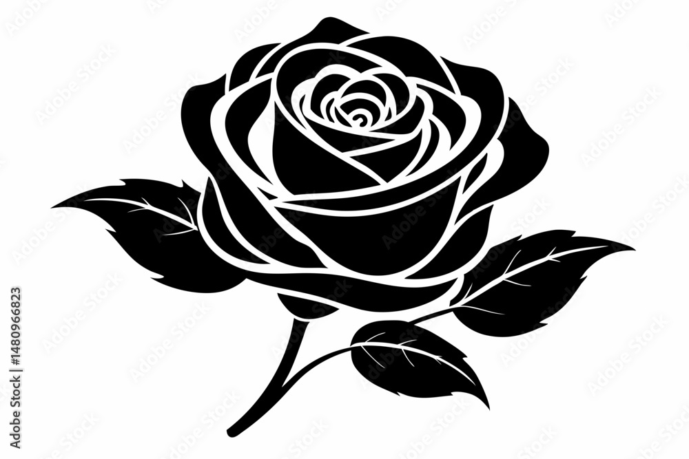 rose silhouette line art vector illustration with a white background rose silhouette line art vector illustration with a white background