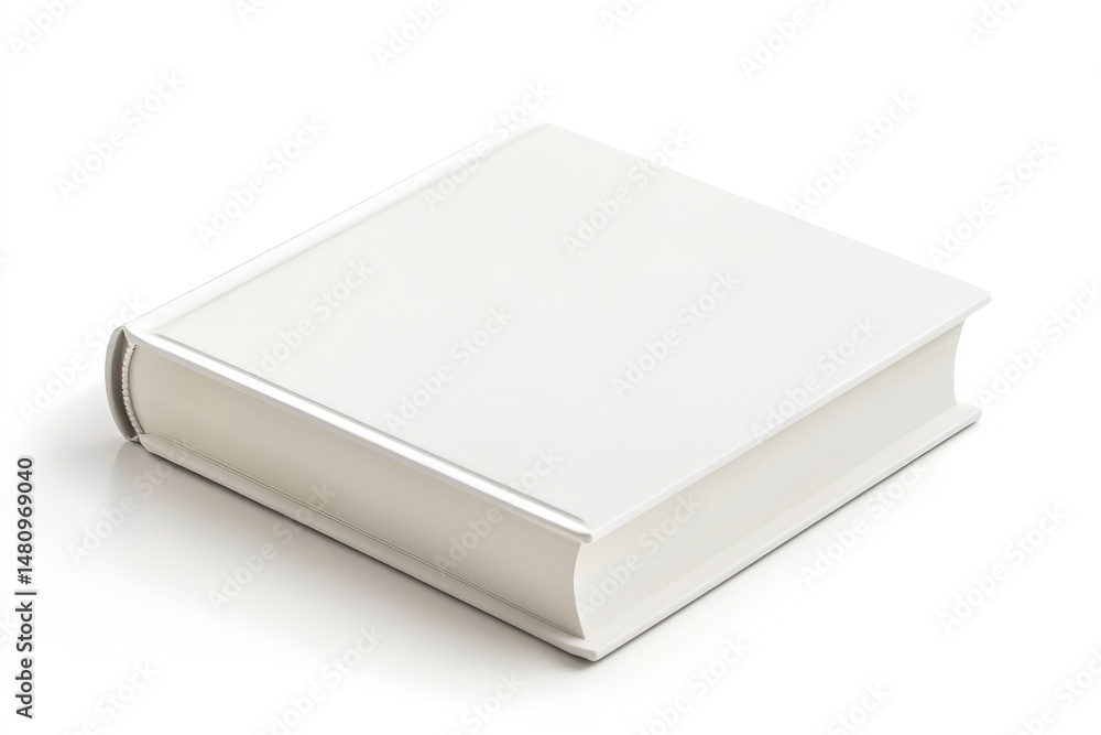 A simple white book is isolated on a white background, perfect for a mockup A simple white book is isolated on a white background, perfect for a mockup