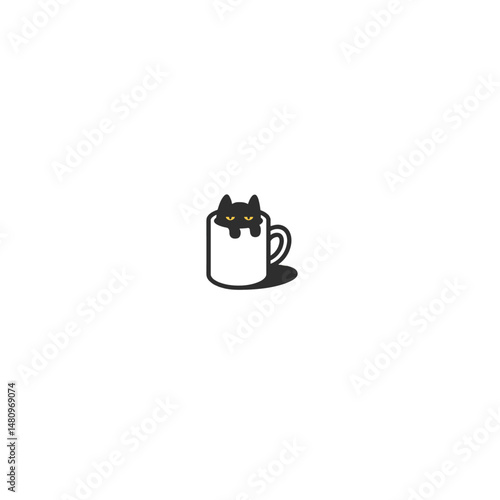 Cute cat cafe logo icon flat vector design