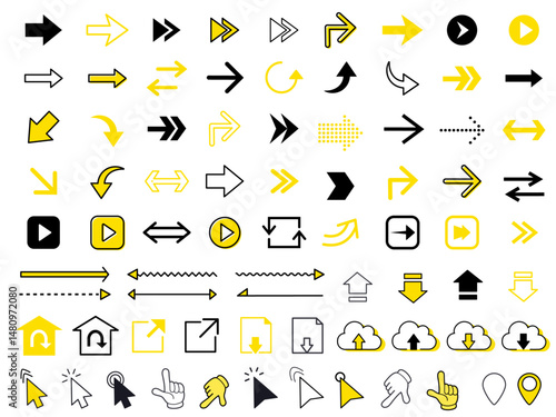 シンプル使いやすい、矢印アイコンのセット ( やじるし　ヤジルシ　ホーム )