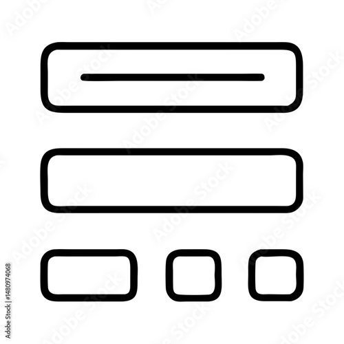 minimalist black and white line icon of mobile form interface with input fields and option buttons for app ux and data entry screen