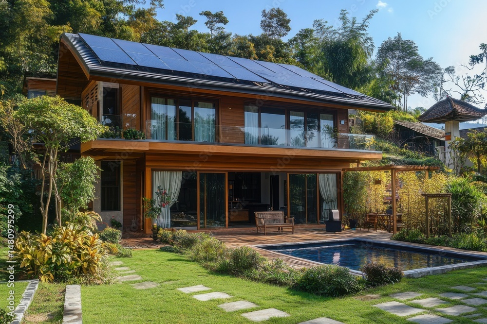 Modern Eco-Friendly House with Solar Panels Modern Eco-Friendly House with Solar Panels