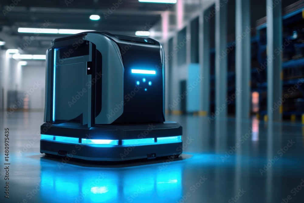Fototapeta premium Autonomous Warehouse Robot in Action