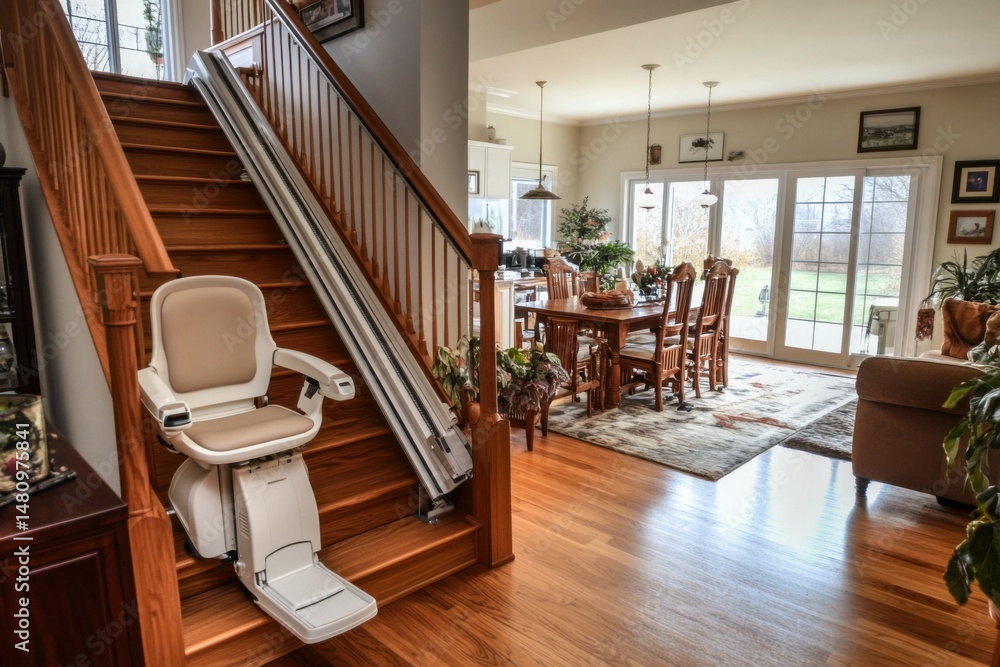 Fototapeta premium Stairlift in Modern Home Dining Area