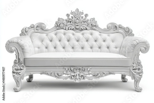 Luxurious White Baroque Sofa
