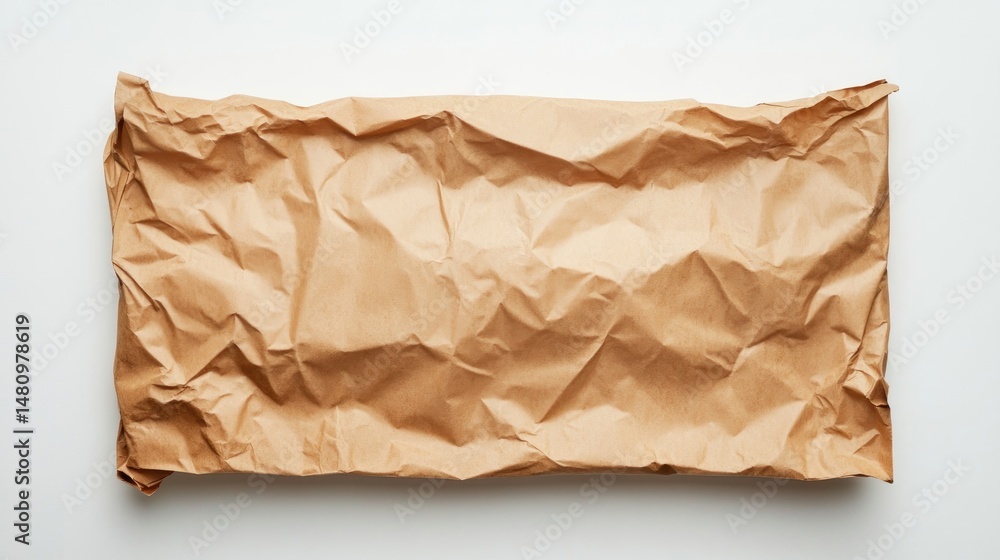 Fototapeta premium Crumpled brown kraft paper texture background packaging material design element