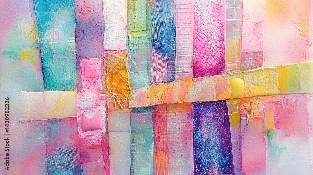 Vibrant abstract art composition with soft color palette.