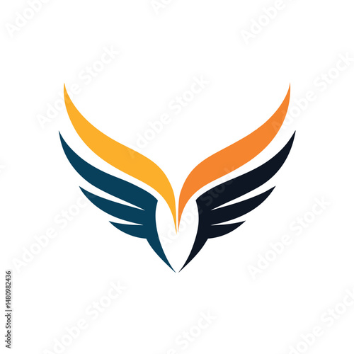 Symmetrical Abstract Wings Logo Vector Design