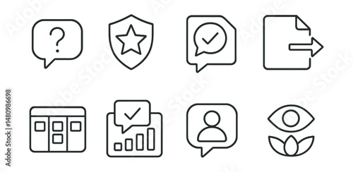 Line style icons of opt-in awareness: “why this ping?” icon, custom alert reason badge, feedback on alert tag, change default file, choose channel board, app prompt chart, user agency bubble, mindful