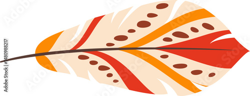 Light and airy, a colorful feather with delicate brown dotted stripes floats gently, infusing designs with a whimsical touch and showcasing nature s artistry in vibrant hues