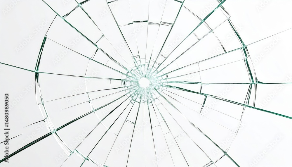 Obraz premium Broken Glass Radial Pattern On White Background