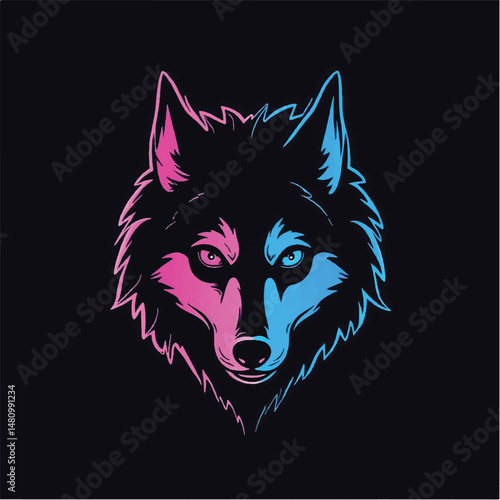 Wolf logo, wolf mascot. Minimalistic wolf logo icon. Wolf Logo Vector Illustration 