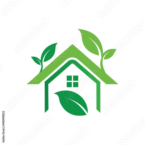 Eco-Friendly Home Logo with Green House Design