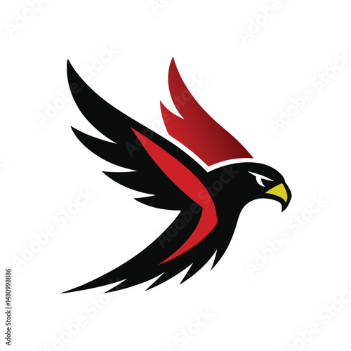 Falcon or Hawk Logo with Flying Wings Illustration