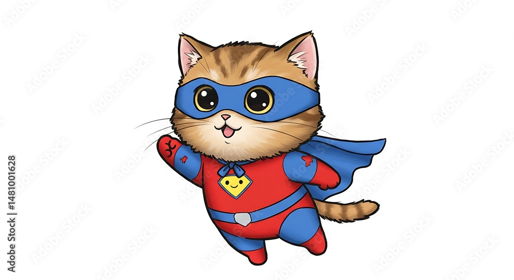 Obraz premium Kitten dressed as a superhero