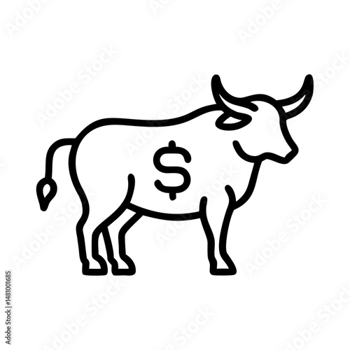 Bull silhouette with dollar sign symbolizing financial growth