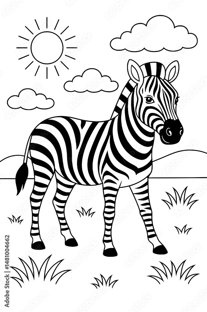 Obraz premium black and white line drawing of a zebra