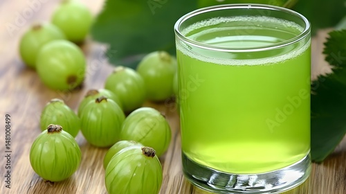 Refreshing Indian Gooseberry Juice with Fresh Amla Fruits