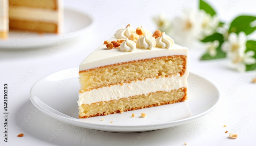 piece of cake on a white plate