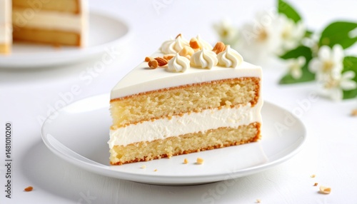 piece of cake on a white plate
