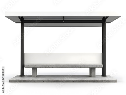 Modern Minimalist Bus Stop Shelter Design with Concrete Bench